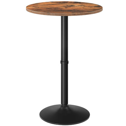 Round Bar Table, 35" Tall Pub Table, Cocktail Table with Base for Narrow Space, Bar Height Table for Kitchen, Easy to Assemble, Rustic Brown BF57BT01
