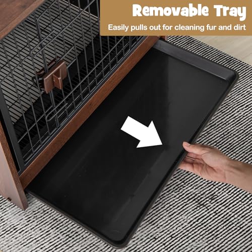 Dog Crate Furniture, Industrial Style Dog Crate with Lockable Door, view 8