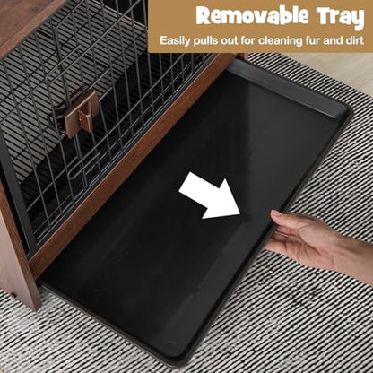 Dog Crate Furniture, Industrial Style Dog Crate with Lockable Door, view 8