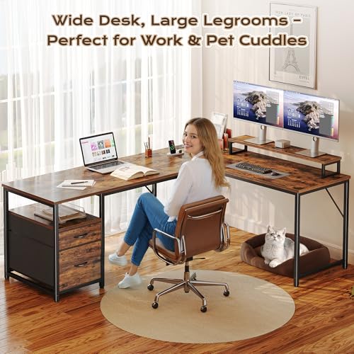 63 Inch L Shaped Desk with Power Outlets and USB-C Port, view 8