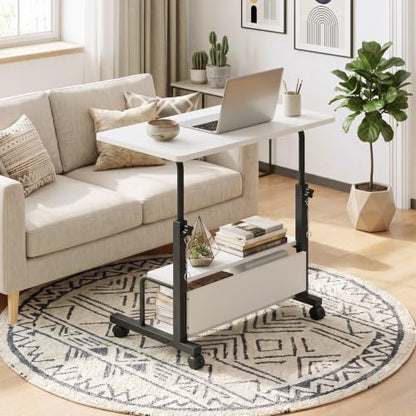Rolling Desk, Storage Shelves, Laptop Table, Home Office, view 3