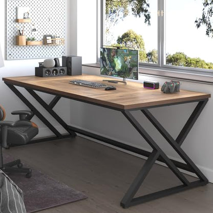 Rustic Large Computer Desk, 79" Extra Long Industrial Home Office Desk, view 7