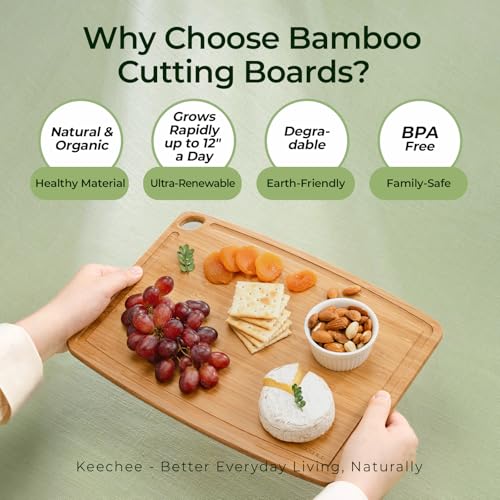 Dishwasher Safe Bamboo Cutting Board, Lightweight & Durable Wood Cutting Board, view 7