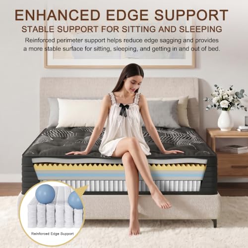 Full Size Mattress,12inch Thickness Hybrid Memory Foam Mattress in a Box, view 3
