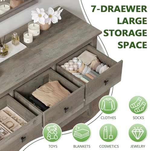 7 Drawer Dresser, Wooden Bedroom Dressers, view 5