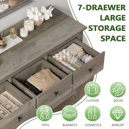 7 Drawer Dresser, Wooden Bedroom Dressers, view 5