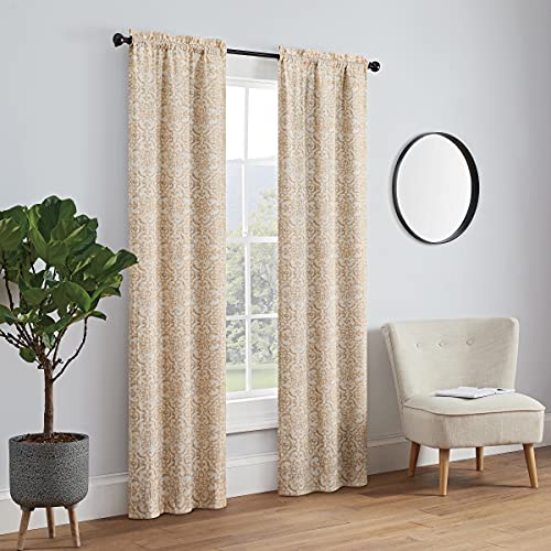 Pairs to Go Brockwell Decorative Window Treatment Rod Pocket Curtains for Living Room, Double Panel, 28" x 95", Wheat