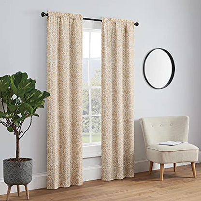Pairs to Go Brockwell Decorative Window Treatment Rod Pocket Curtains for Living Room, Double Panel, 28" x 95", Wheat