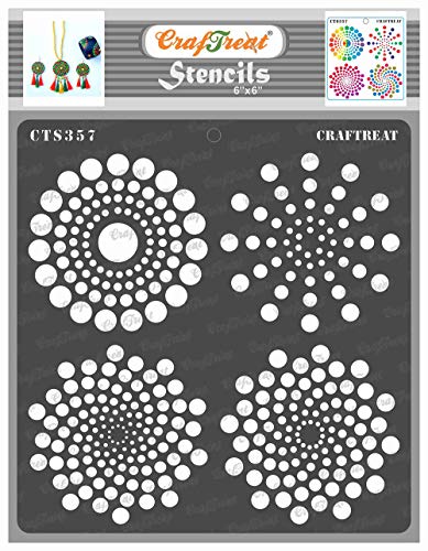 Stencils for Scrapbooking Dot Mandala Stencils for Painting on Wood, Walls, Furniture, Floor, Tile, Canvas & Fabric – Spiral Dot Pattern Reusable Wall Stencil 6x6 Inches