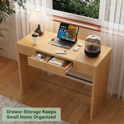 40 Inch Small Desk with Fluted Drawer, view 4