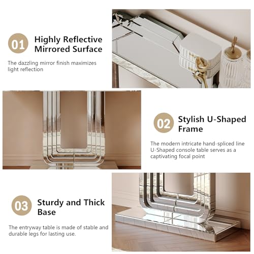 Silver Mirrored Console Table, view 6