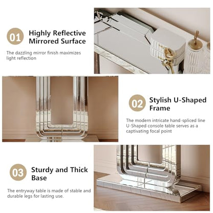 Silver Mirrored Console Table, view 6