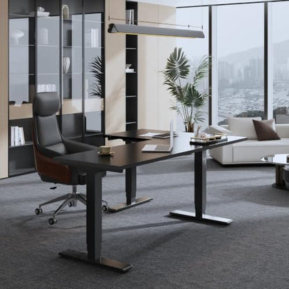 Triple Motor L-Shaped Standing Desk, 330 lbs, 71" x 47", Black, view 4