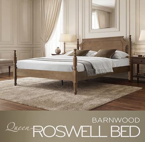 Solid Wood Queen Size Bed Frame with Headboard & Footboard, 12 Strong Slats, view 4