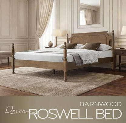 Solid Wood Queen Size Bed Frame with Headboard & Footboard, 12 Strong Slats, view 4