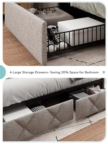 Light Grey Modern Wingback Storage Bed, view 5