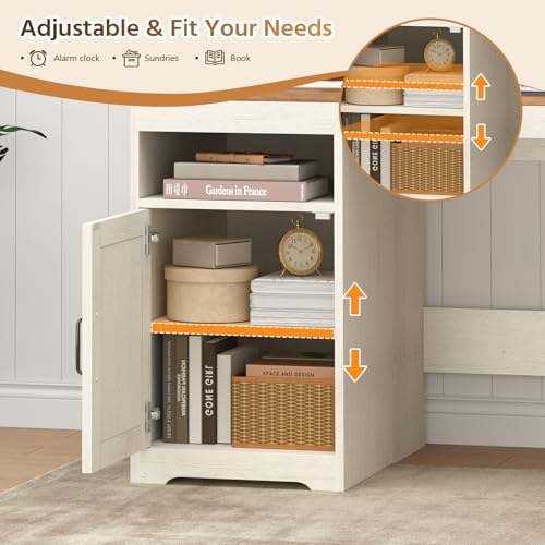 61" Farmhouse L Shaped Desk with Drawers ＆ Storage Shelves for Home Office, view 7