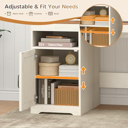 61" Farmhouse L Shaped Desk with Drawers ＆ Storage Shelves for Home Office, view 7