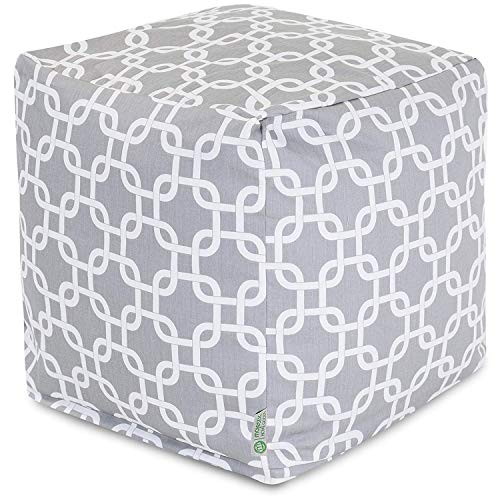 Goods Links Indoor/Outdoor Pouf Ottoman Stuffed Cube 17x17x17 Inches - Bean Bag Floor Pouf Ottoman for Foot Rest – Sitting Pouf Chair for Living Room – Nursery Pillow Ottoman - Gray