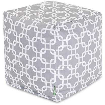 Goods Links Indoor/Outdoor Pouf Ottoman Stuffed Cube 17x17x17 Inches - Bean Bag Floor Pouf Ottoman for Foot Rest – Sitting Pouf Chair for Living Room – Nursery Pillow Ottoman - Gray