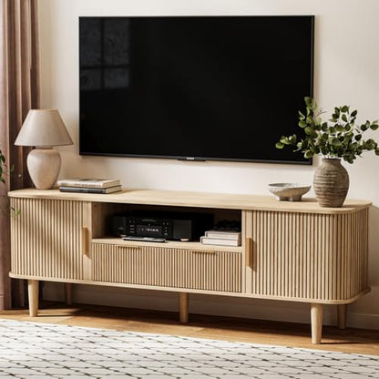 62.4 Inch Fluted TV Stand, Modern Media Console Fits TVs up to 75", view 2