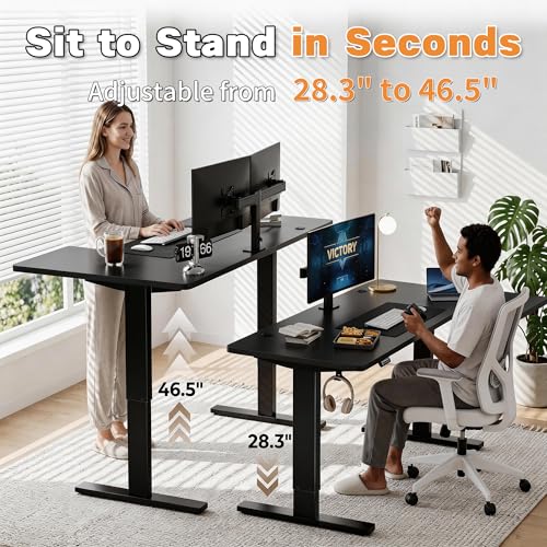 Realbear 71 Inch Electric L Shaped Standing Desk, Height Adjustable Standing Corner Desk with 3 Memory Presets, Ergonomic Workstation Office Desk for Home/Office (Black, 71 Inch)