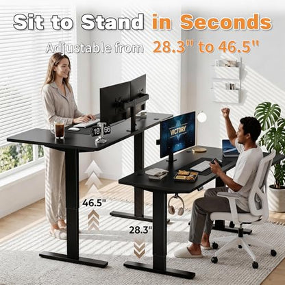 Realbear 71 Inch Electric L Shaped Standing Desk, Height Adjustable Standing Corner Desk with 3 Memory Presets, Ergonomic Workstation Office Desk for Home/Office (Black, 71 Inch)