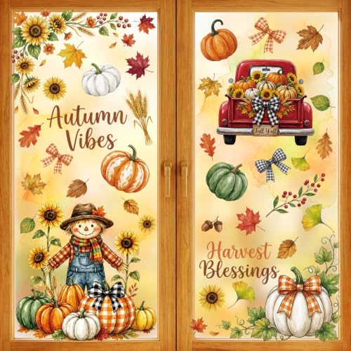 Fall Window Clings Decor Autumn Harvest Thanksgiving Decorations Stickers, view 3