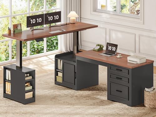 Farmhouse L Shaped Electric Standing Desk, view 2