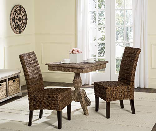 SAFAVIEH Furniture - Avita Rattan Dining Chair Set of 2 - Brown - Rattan - Coastal Woven Design - Ideal for Dining Room, Kitchen, 18.5" Seat Height (SEA8012B-SET2)