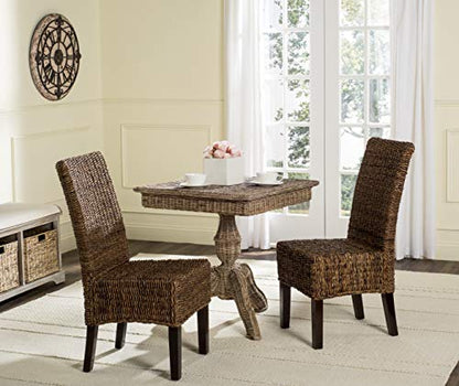 SAFAVIEH Furniture - Avita Rattan Dining Chair Set of 2 - Brown - Rattan - Coastal Woven Design - Ideal for Dining Room, Kitchen, 18.5" Seat Height (SEA8012B-SET2)