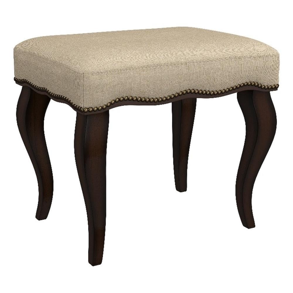Hamilton Wood and Upholstered Backless Vanity Stool for Makeup Room and Bathroom, Burnished Oak