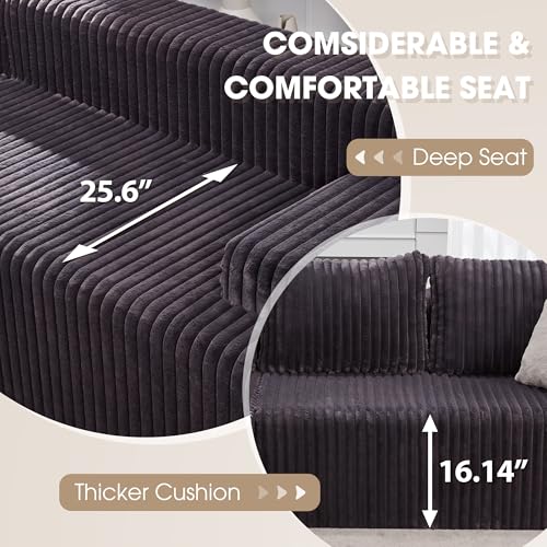 Boneless Couch Modular Sectional Sofa L-Shape Cloud Couch Lounge | 96" Right Facing Chaise Darkgrey,Memory Foam,Removable Cover,Non-slip Bottom,No Assemble Required,Furniture for Small Home