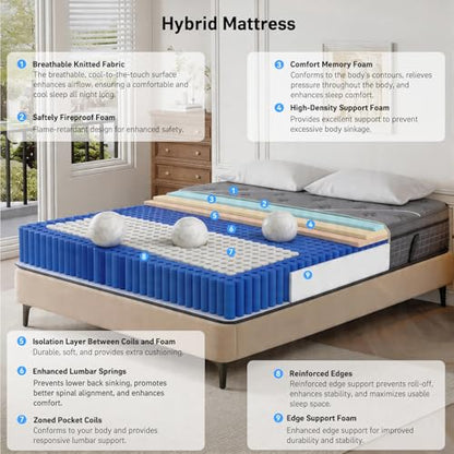 Queen Mattress, 12 Inch Queen Size Mattresses in a Box, view 4