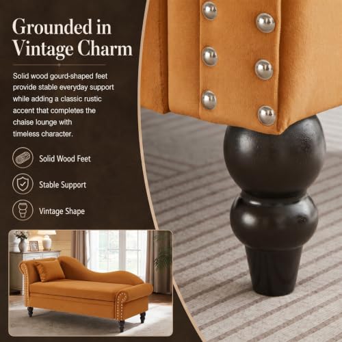 64.5" Velvet Chaise Lounge Chair with Storage, view 7