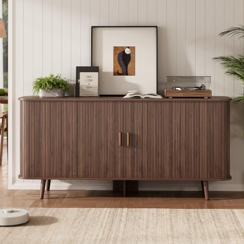 63" Fluted Sideboard Buffet Cabinet with Sliding Door, view 8