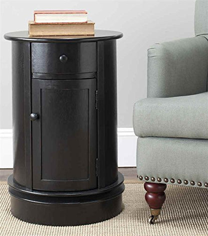 SAFAVIEH Furniture - Tabitha 1-Drawer Accent Table - Distressed Black - Solid Wood - Farmhouse Storage Design - Ideal for Living Room, Entryway, 17.7"W x 17.7"D x 26"H - Fully Assembled (AMH5712B)