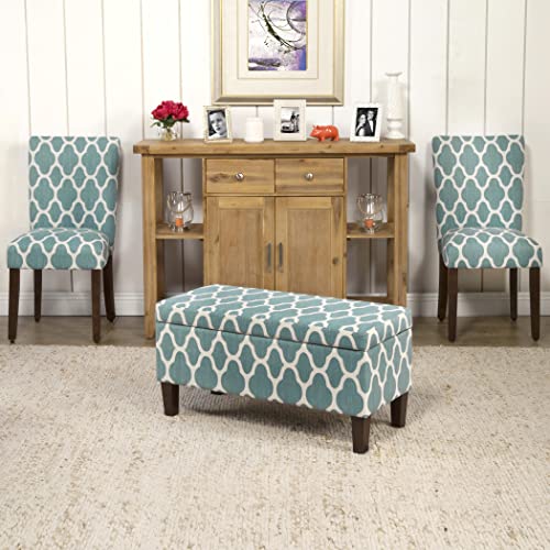 36" Storage Ottoman Bench with Hinged Lid - Teal Geometric