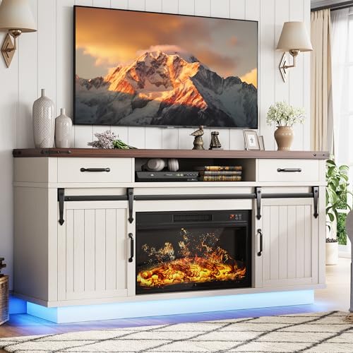 58" Farmhouse Electric Fireplace TV Stand for TVs up to 65", view 2