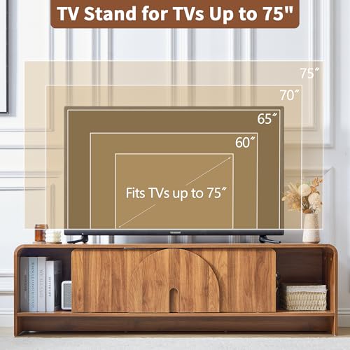 63'' Walnut TV Stand with Big Arched Handle, view 6
