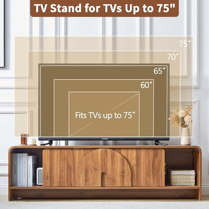 63'' Walnut TV Stand with Big Arched Handle, view 6