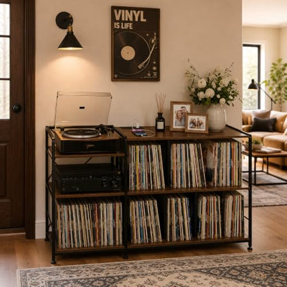 Vinyl Record Player Stand, Walnut, view 3