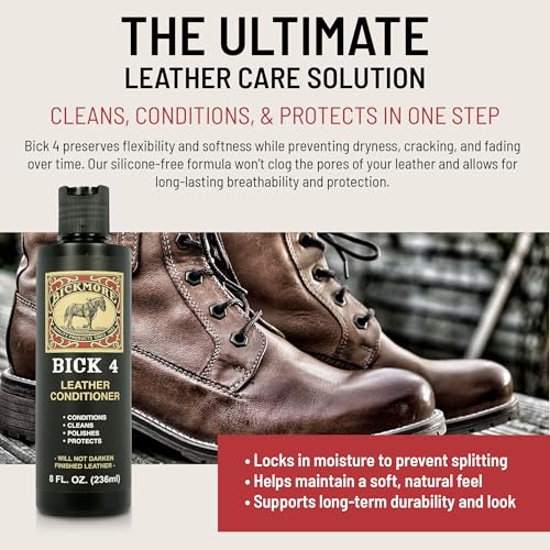 Bick 4 Leather Conditioner and Leather Cleaner 16 oz - Will Not Darken Leather - Safe For All Leather Apparel, Furniture, Jackets, Shoes, Auto Interiors, Bags & All Other Leather Accessories