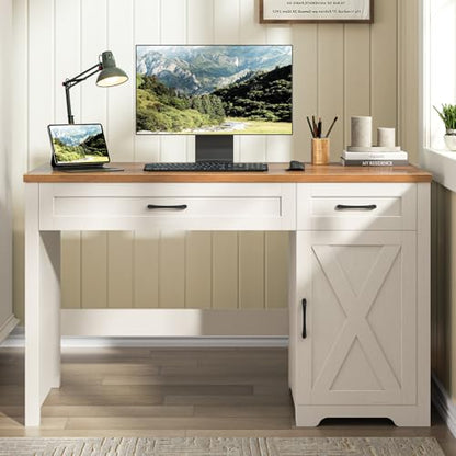 Executive Desk with Storage Cabinet, Unique White, view 2