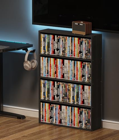 DVD Storage Cabinet Shelf, 4 Tier Media Storage Tower for CDs & Video Games, view 8