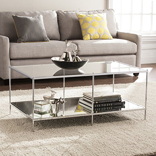Knox Glam Mirrored Cocktail Table - Chrome - Transitional Design - Ideal for Living Room, Family Room (CK5000)