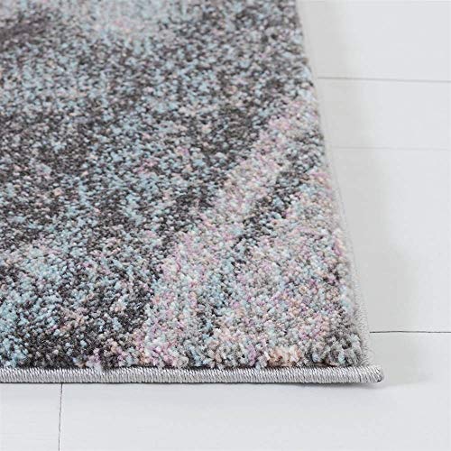 SAFAVIEH Glacier Collection Accent Rug - 2'7" x 5', Pink & Blue, Modern Abstract Design, Non-Shedding & Easy Care, Ideal for High Traffic Areas in Entryway, Living Room, Bedroom (GLA126U)