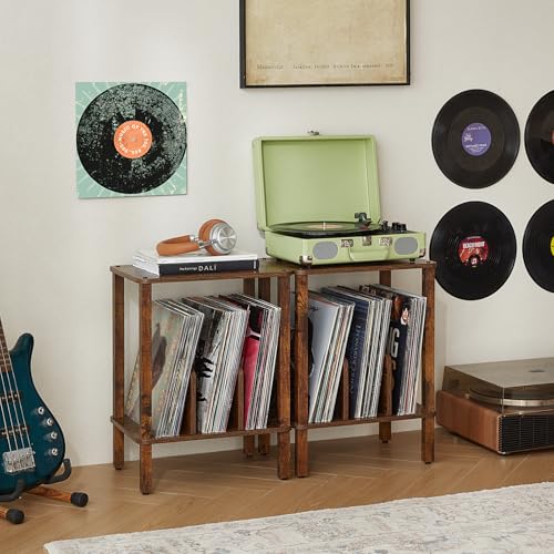 2-Tier Record Player Stand for Vinyl Records Storage End Table, view 3