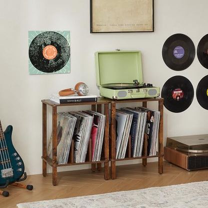 2-Tier Record Player Stand for Vinyl Records Storage End Table, view 3