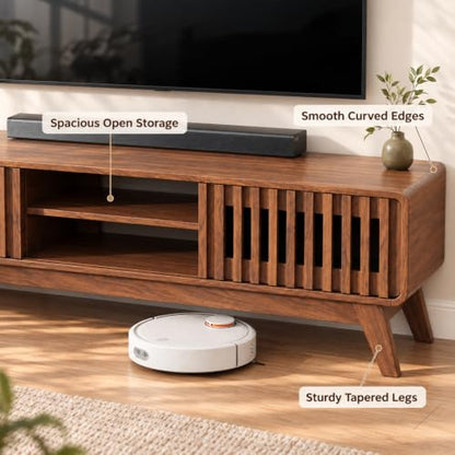 59 Inch Mid-Century Modern TV Stand for TVs up to 65 Inches(Walnut), view 4
